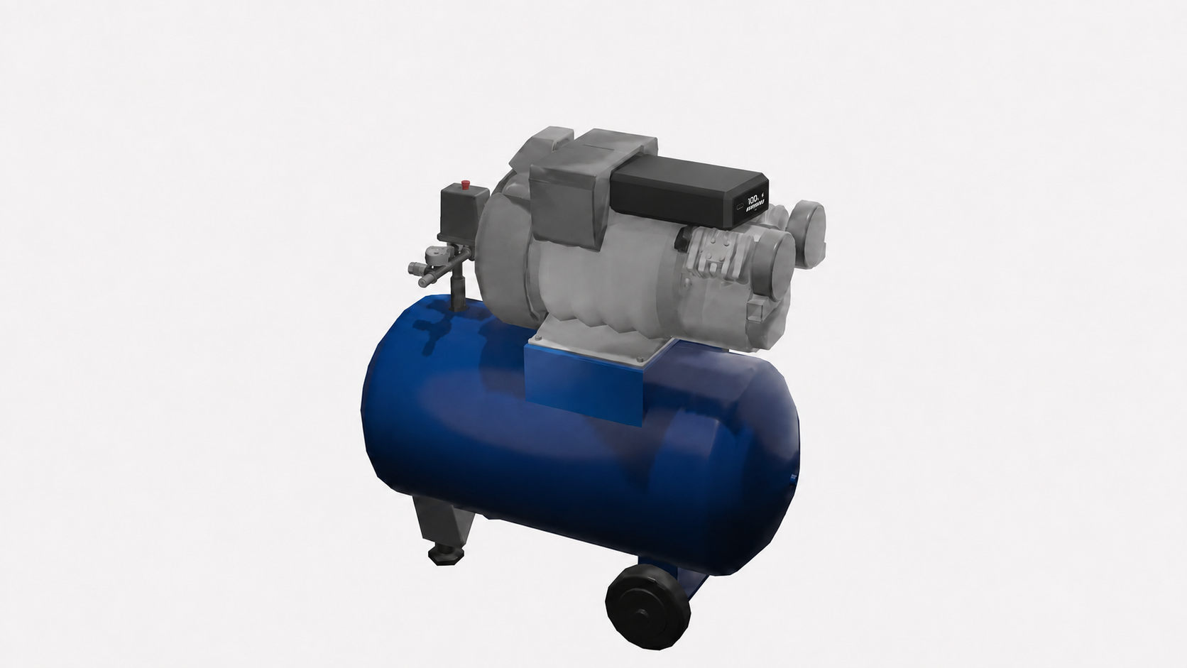 Air compressor with a fully seated slim PH-PM05 battery and its 100% OLED on the short front end face